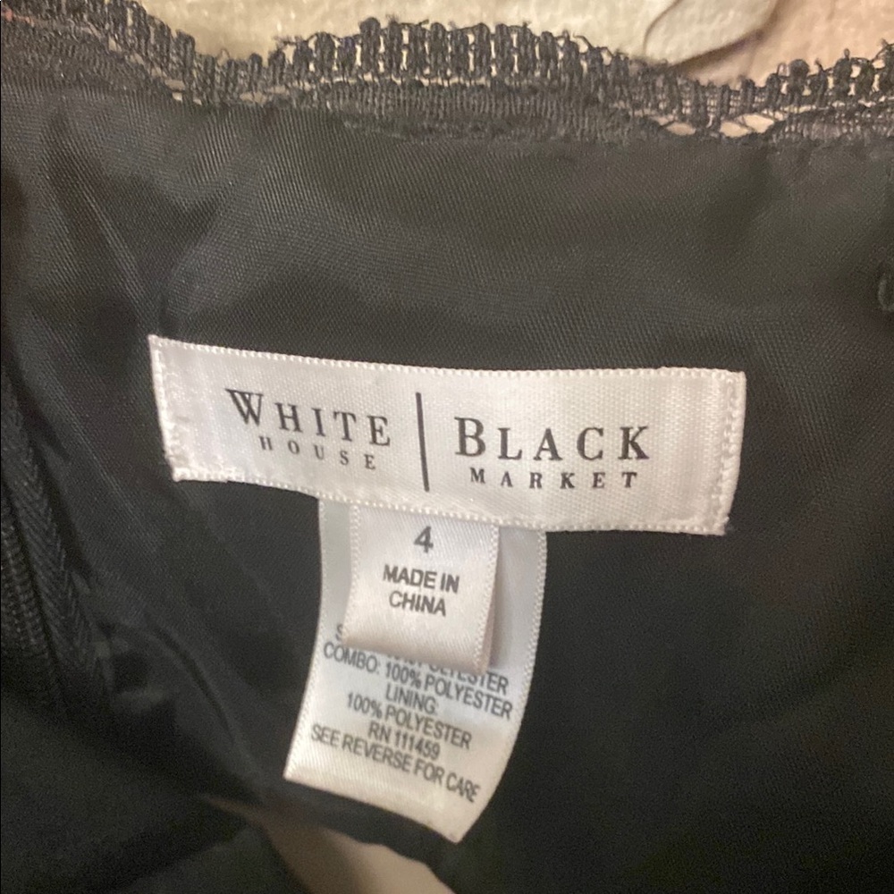White House|Black Market Elegant Black Lace Strapless Dress Size 4 - Picture 10 of 14